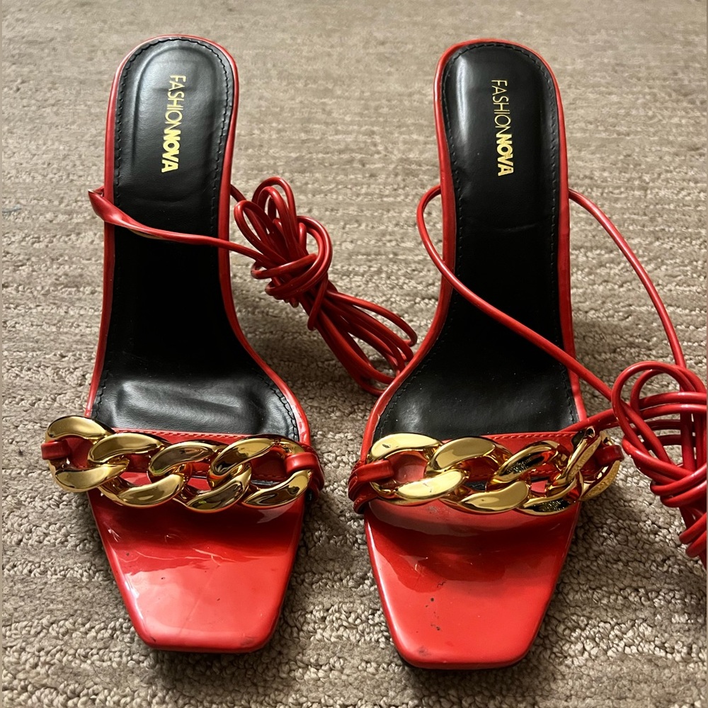 Bright orange FN heels Size 10US - Picture 6 of 7